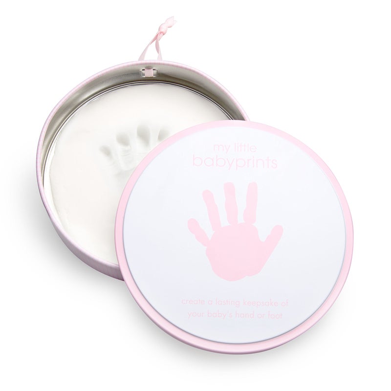 Pearhead My Little Babyprints Handprint or Footprint Keepsake Tin, Clay Impression Baby Keepsake, Pink - Image 1
