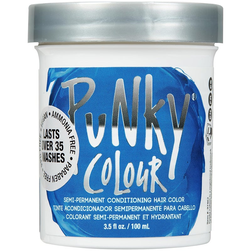 Punky Atlantic Blue Semi Permanent Conditioning Hair Color Vegan PPD and Paraben Free lasts up to 35 washes 35oz