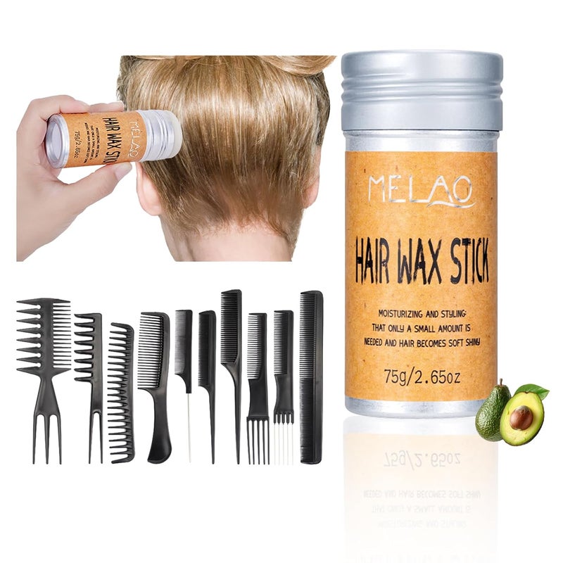 Generic Hair Wax Stick 11 Pcs Set Hair Wax Finishing Hair Clay Solid Paste Hair Styling with 10 Piece Comb Long Lasting Styling Choppy Hair Stick Easy Styling for All Hair Types Hair Wax for Men and Women 