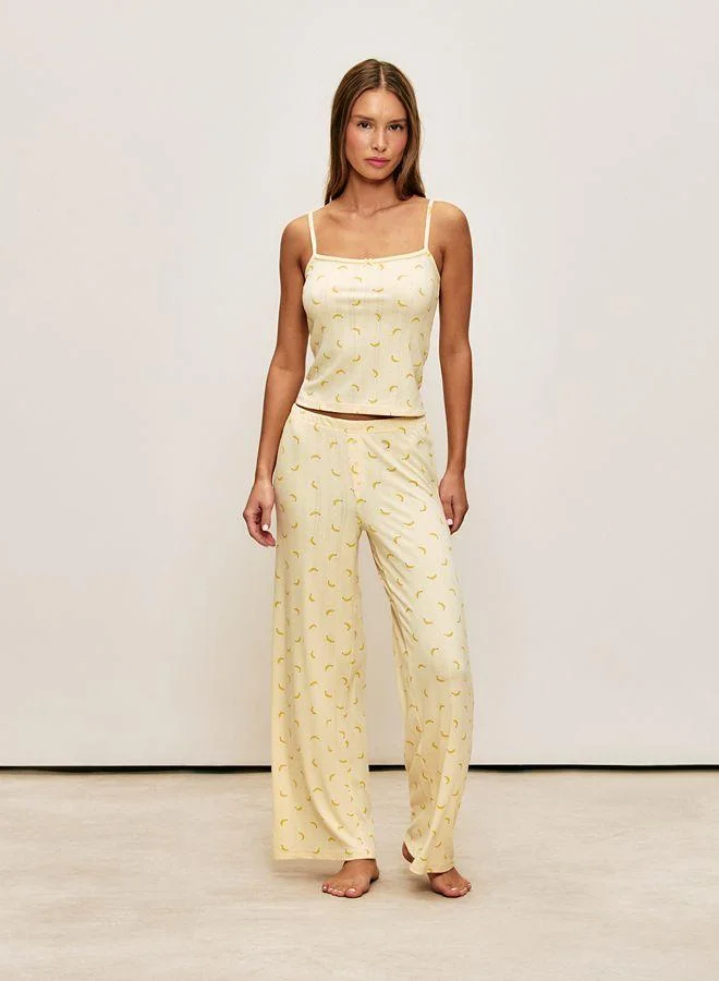 Undiz Corduroy jersey pants with banana patterns