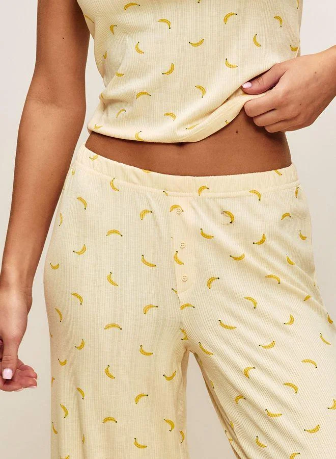 Undiz Corduroy jersey pants with banana patterns