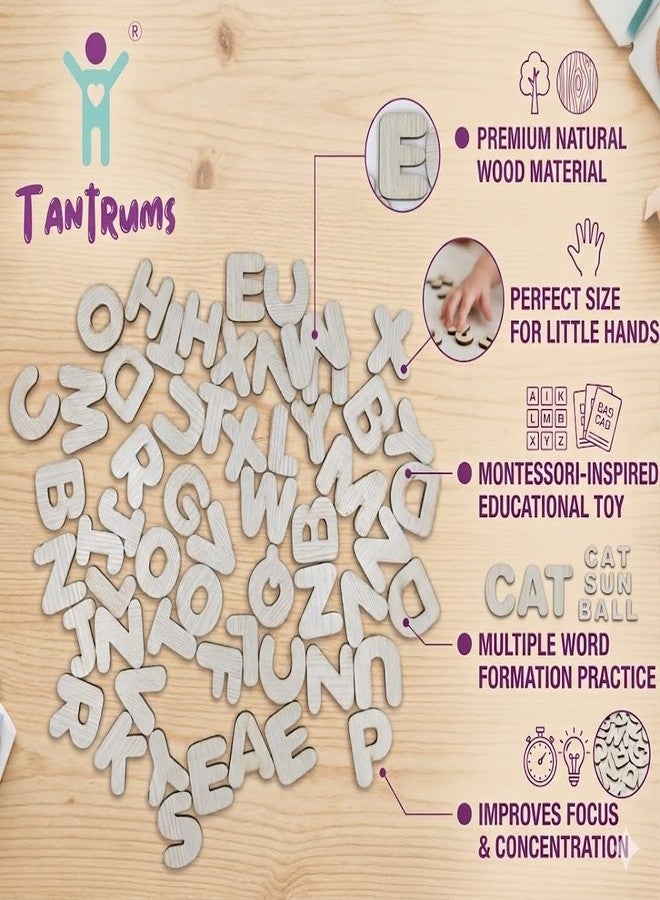 Tantrums حروف متحركة من خشب، مقطوعة بالليزر، مستوحاة من منهج مونتيسوري، 3 مجموعات، للمتعلمين الصغار - Image 3