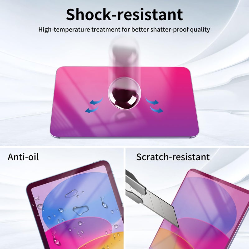 Juvraixo Privacy Screen Protector for iPad A16 11th/10th Generation 10.9 inch (2025/2022) Tempered Glass Anti-Spy Anti Blue Light [Face ID & Apple Pencil Compatible] Case Friendly - Image 5