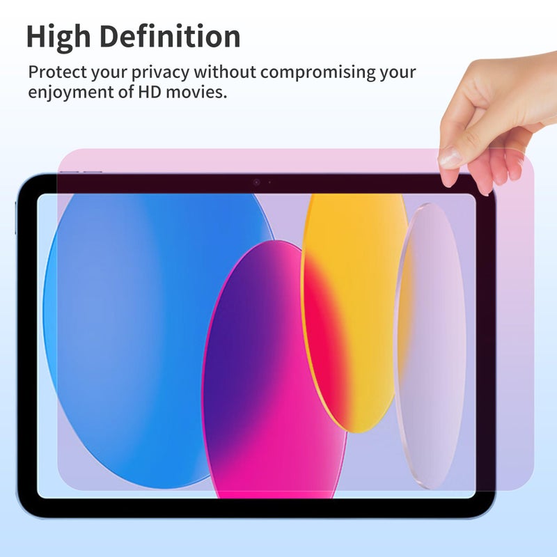 Juvraixo Privacy Screen Protector for iPad A16 11th/10th Generation 10.9 inch (2025/2022) Tempered Glass Anti-Spy Anti Blue Light [Face ID & Apple Pencil Compatible] Case Friendly - Image 4
