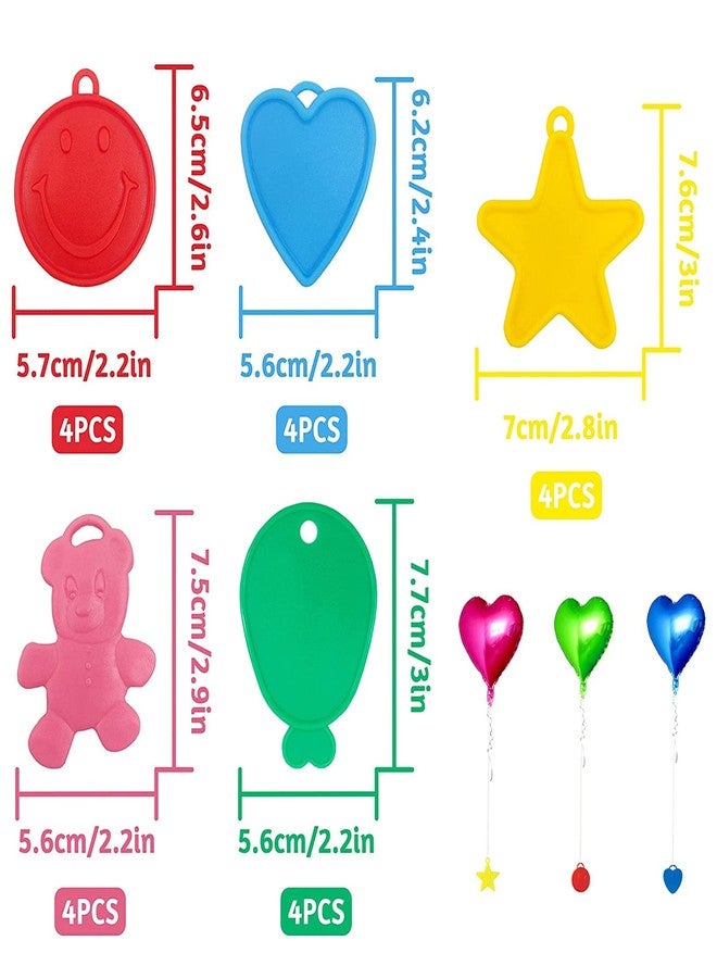 BLLREMIPSUR 20 PCS Colorful Plastic Balloon Weights - Heart, Star, Smiley, Bear Shaped for Helium Balloons - Party Decor (Color and Shape Random) - Image 4