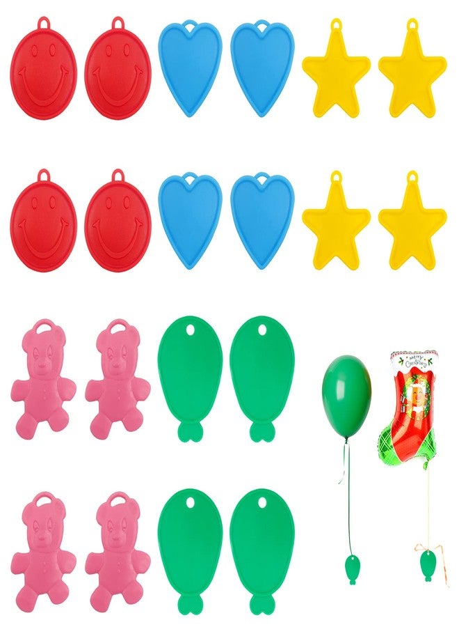 BLLREMIPSUR 20 PCS Colorful Plastic Balloon Weights - Heart, Star, Smiley, Bear Shaped for Helium Balloons - Party Decor (Color and Shape Random) - Image 1