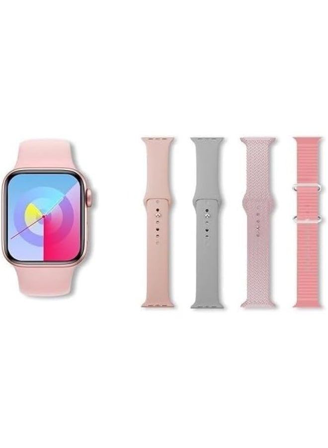 Hie-Q HQ9 mini Smart watch pink with 4 straps pink - Image 1