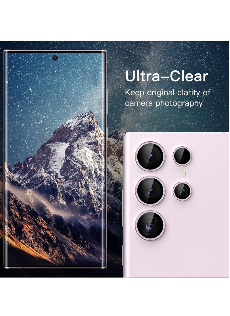 vesus Camera Lens Protector for Samsung Galaxy S23 Ultra 5G 6.8-Inch, 9H Tempered Glass Metal Individual Ring Cover, Easy Installation Tray, HD Clear, Set of 5 (Lavender) - Image 3