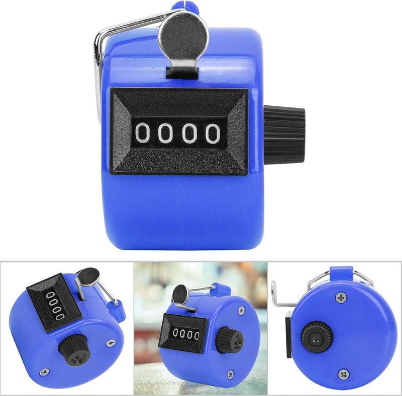Metal case, Small Body, Portable Hand Tally Counter with Hook, 9999 Record, ABS Plastic Shell, Conference Attendance, Traffic Flowing (Blue) - Image 3