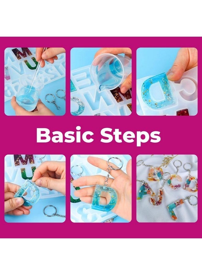 Oytra Resin Alphabet Keychain Silicone Mould for DIY Art and Craft Materials with 12 Keyrings Letter and Number Casting Set for Beginners Artists Professionals for Gifting - Image 5