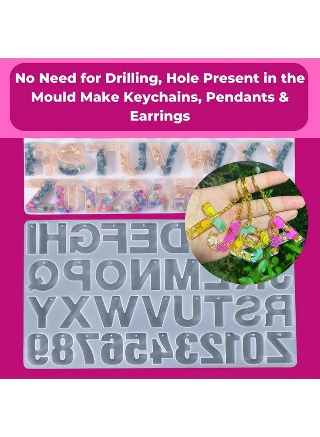 Oytra Resin Alphabet Keychain Silicone Mould for DIY Art and Craft Materials with 12 Keyrings Letter and Number Casting Set for Beginners Artists Professionals for Gifting - Image 3
