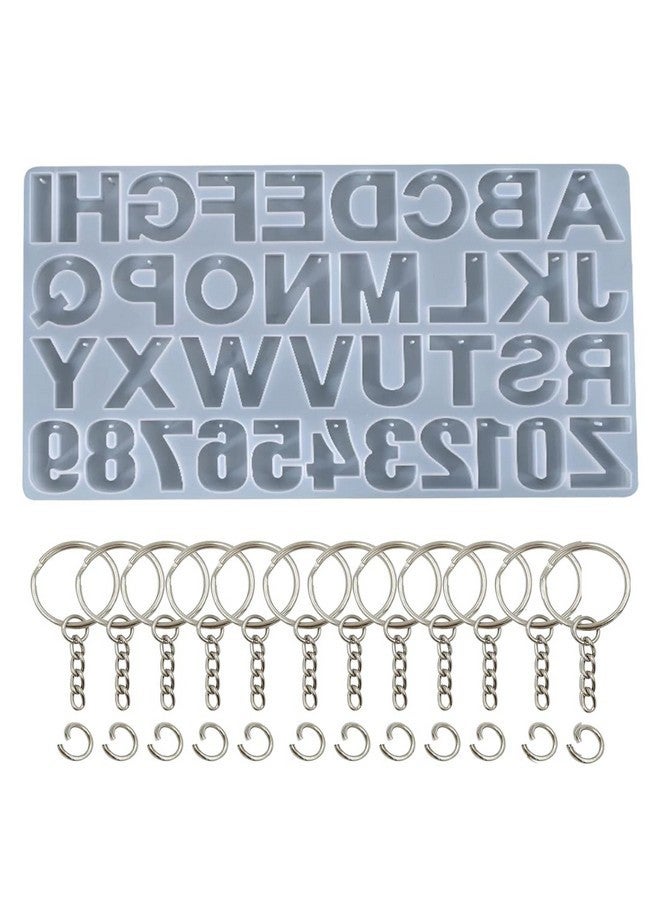 Oytra Resin Alphabet Keychain Silicone Mould for DIY Art and Craft Materials with 12 Keyrings Letter and Number Casting Set for Beginners Artists Professionals for Gifting - Image 1