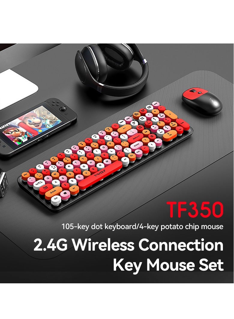 General New wireless keyboard and mouse set TF350 for cross-border office, punk lipstick retro cute keyboard and mouse for girls  - Image 2
