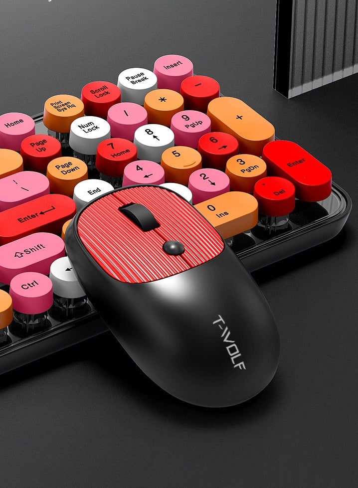 General New wireless keyboard and mouse set TF350 for cross-border office, punk lipstick retro cute keyboard and mouse for girls  - Image 4
