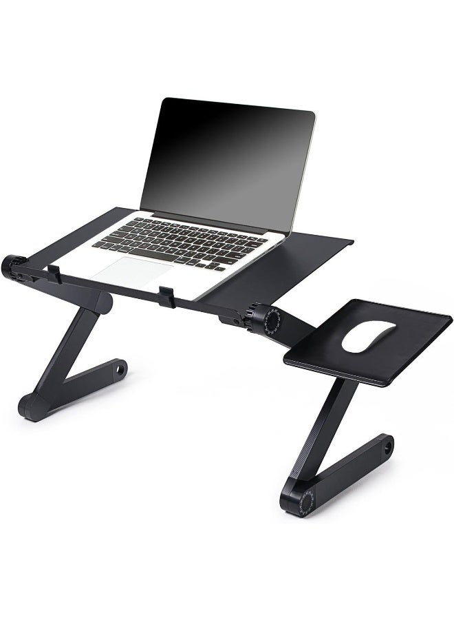 RUNZI Laptop Desk, Laptop Stand for Bed and Sofa, Portable Adjustable Laptop Table Desk Stand with Mouse Pad, Ergonomic Design Lap TV Bed Tray Aluminum Cozy Desk Suitable for Reading Studying - Image 1