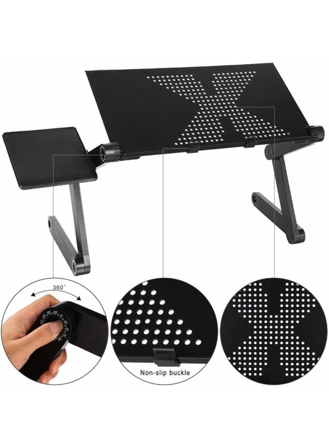 RUNZI Laptop Desk, Laptop Stand for Bed and Sofa, Portable Adjustable Laptop Table Desk Stand with Mouse Pad, Ergonomic Design Lap TV Bed Tray Aluminum Cozy Desk Suitable for Reading Studying - Image 5