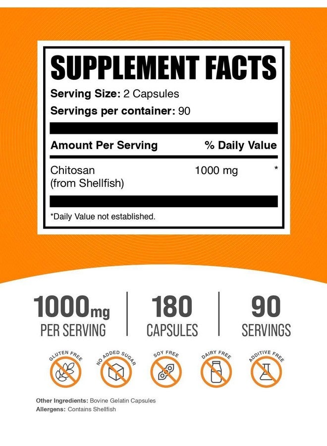 BulkSupplements.com Chitosan Capsules - Chitosan Supplements, Chitosan 1000mg - from Shellfish, 2 Capsule per Serving, 180 Capsules (Pack of 1) - Image 2