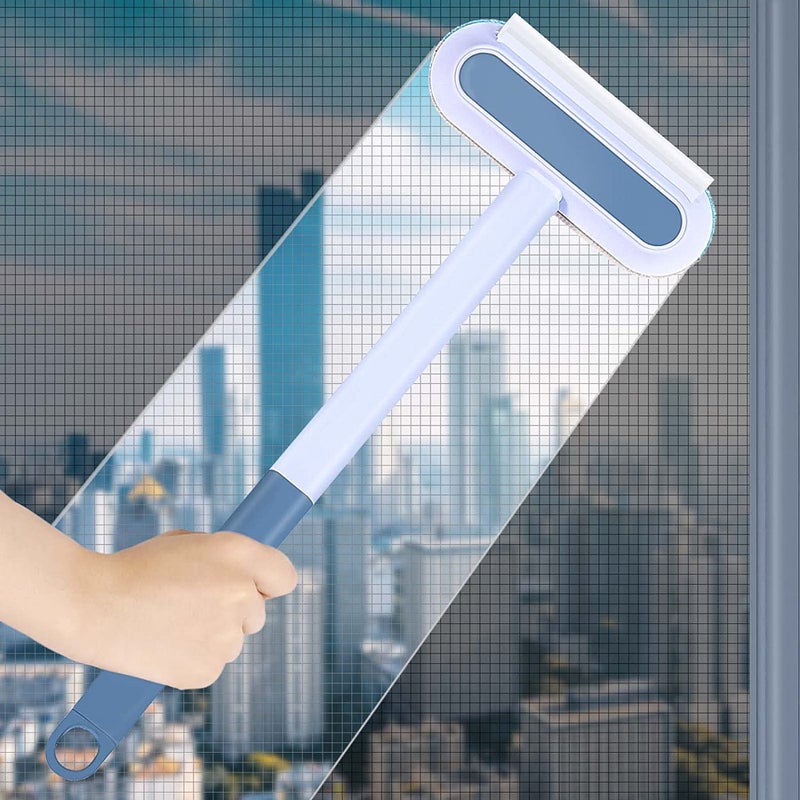 Window Screen Cleaning Brush Aimers 4 in 1 Multifunctional Screen Brushes Window Mesh Screen Cleaner Professional Window Squeegee Cleaning Tool Household Small Window Brush with Handle
