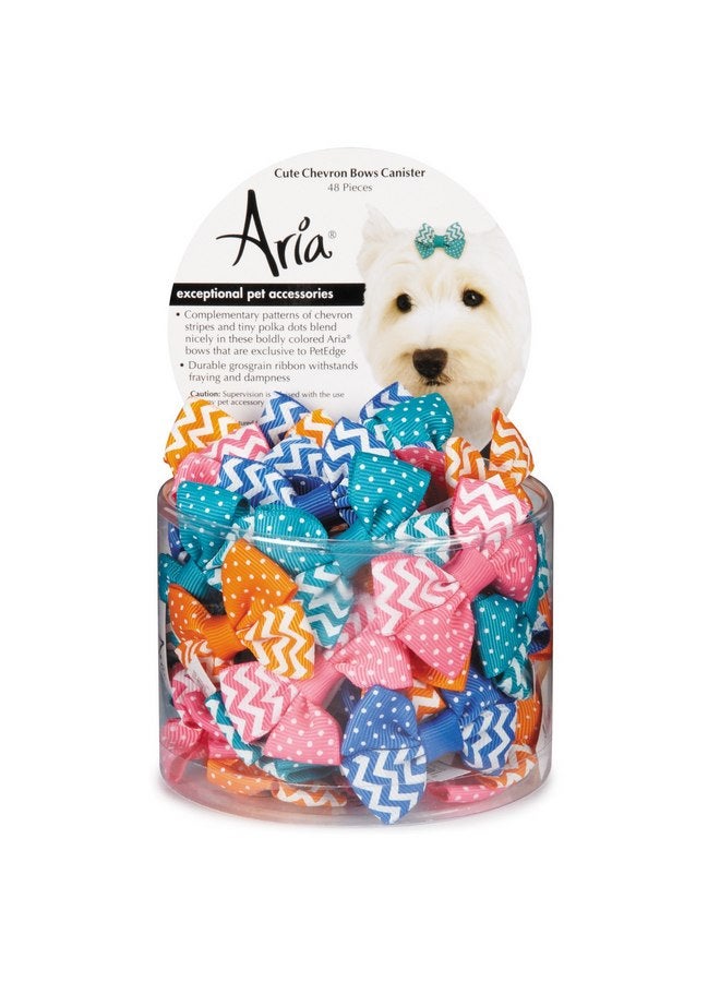 Aria 48 Piece Cute Chevron Dog Bow Canister - Image 1