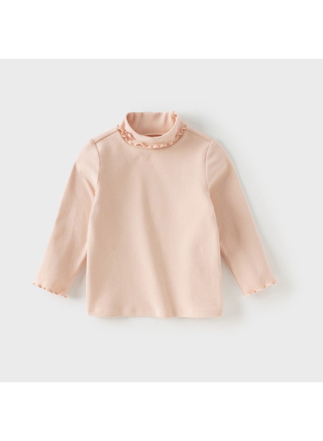 Mall-same Kids Long Sleeve T-shirt, Spring/autumn Girls High Neck Lace Blouse Base Layer - Image 2