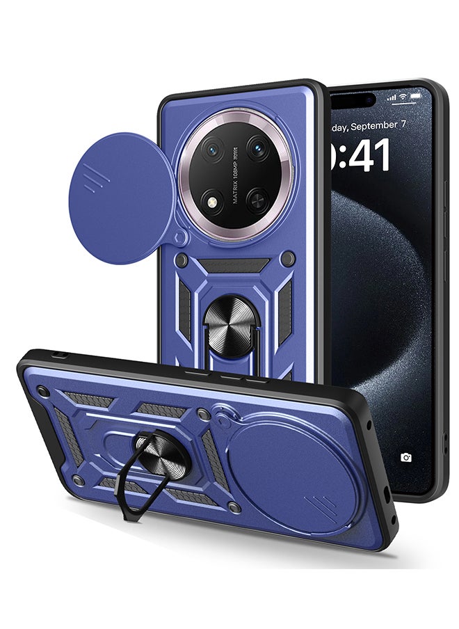 Case for Huawei Honor X9C / Honor Magic 7 Lite with Sliding Camera Cover, Kickstand, PC+TPU Dual-Layer,Blue  - Image 1