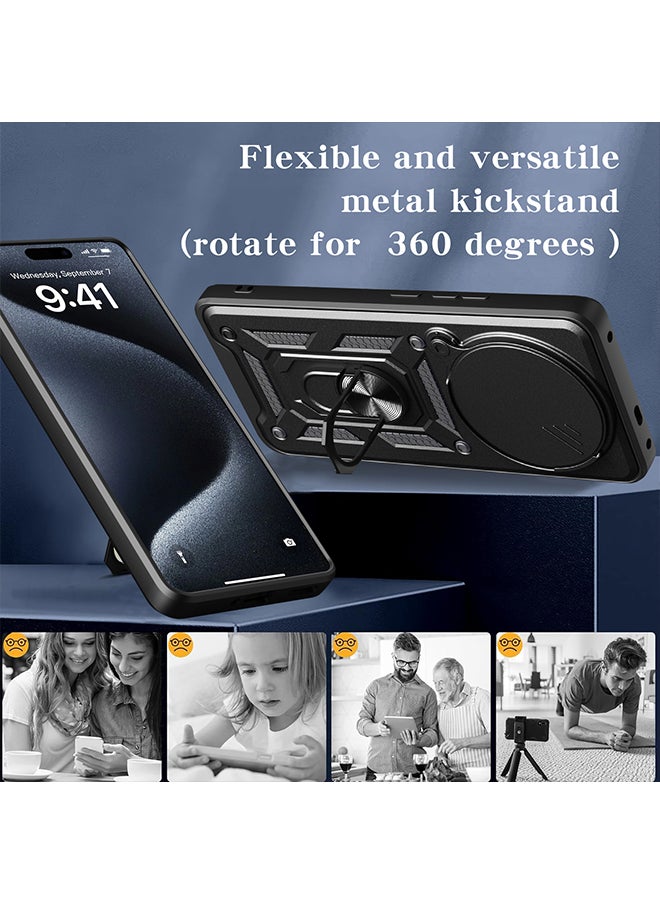 Case for Huawei Honor X9C / Honor Magic 7 Lite with Sliding Camera Cover, Kickstand, PC+TPU Dual-Layer,Blue  - Image 4