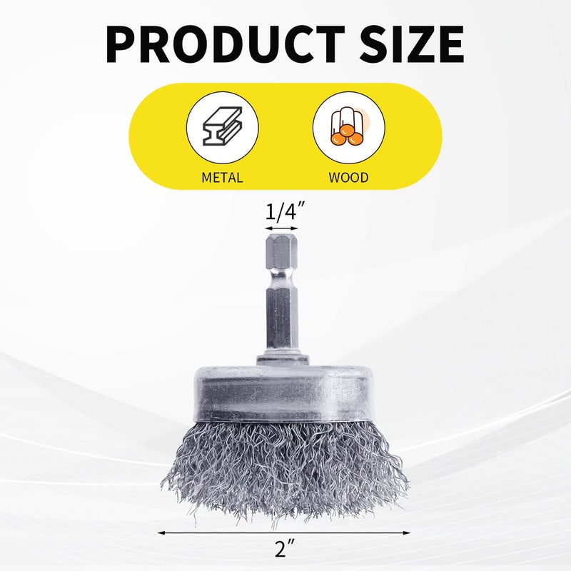 WENORA 4 Pcs Wire Cup Brush Set For Drill  Wenora Wire Brush For Drill 1/4 Inch Hex Shank  0.010 Inch Coarse Carbon Steel Drill Wire Brush  Wire Brush Drill Attachments Rust Removal - Image 2