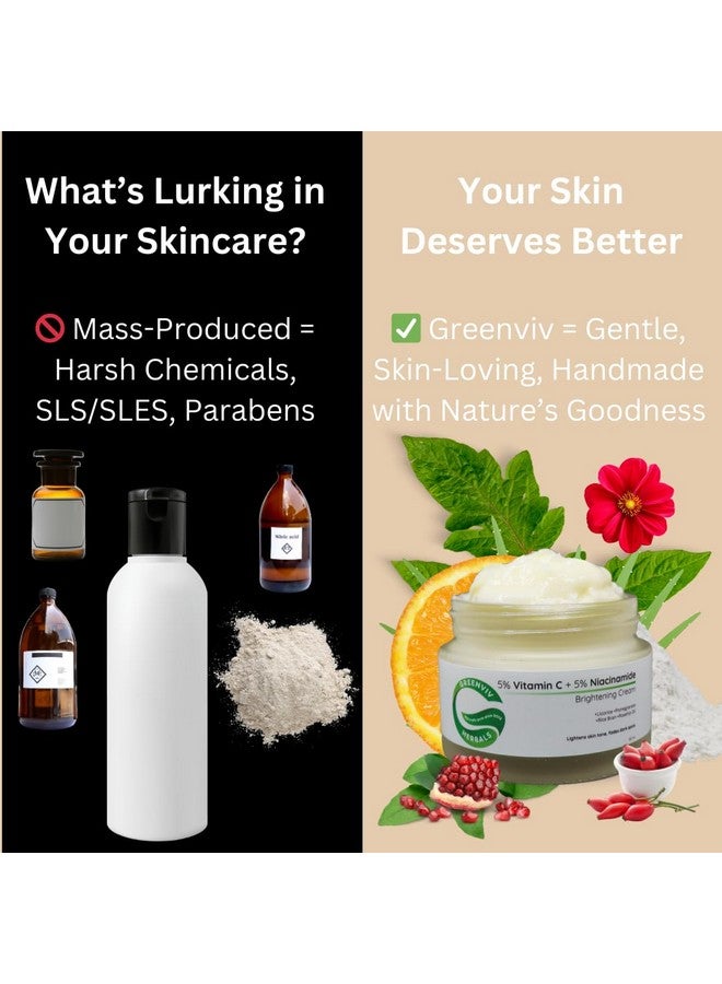 Greenviv 5% Vitamin C + 5% Niacinamide Brightening Face Cream | Boosts Radiance, Reduces Dark Spots & Evens Skin Tone | 50ml - Image 3