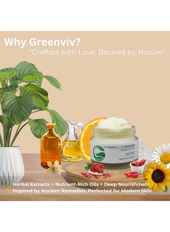 Greenviv 5% Vitamin C + 5% Niacinamide Brightening Face Cream | Boosts Radiance, Reduces Dark Spots & Evens Skin Tone | 50ml - Image 4