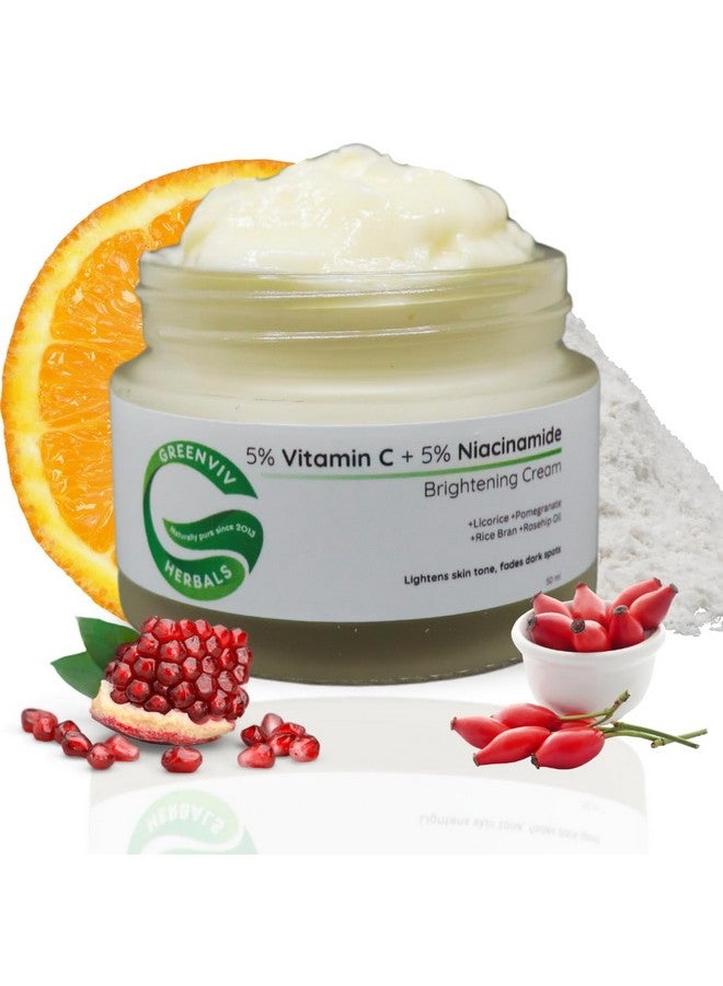 Greenviv 5% Vitamin C + 5% Niacinamide Brightening Face Cream | Boosts Radiance, Reduces Dark Spots & Evens Skin Tone | 50ml - Image 1