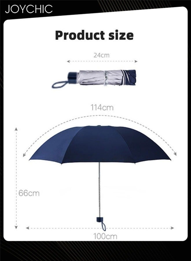 Joychic Portable Folding Coated Titanium Silver Anti-UV Sun Block Rainproof Travel Umbrella Blue/Silver  - Image 3