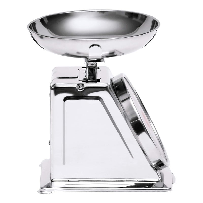 Escali DS115B Mercado Retro Classic Mechanical Dial Stainless Steel Scale, Removeable Bowl, Tare Functionality, 11lb Capacity, Stainless - Image 4