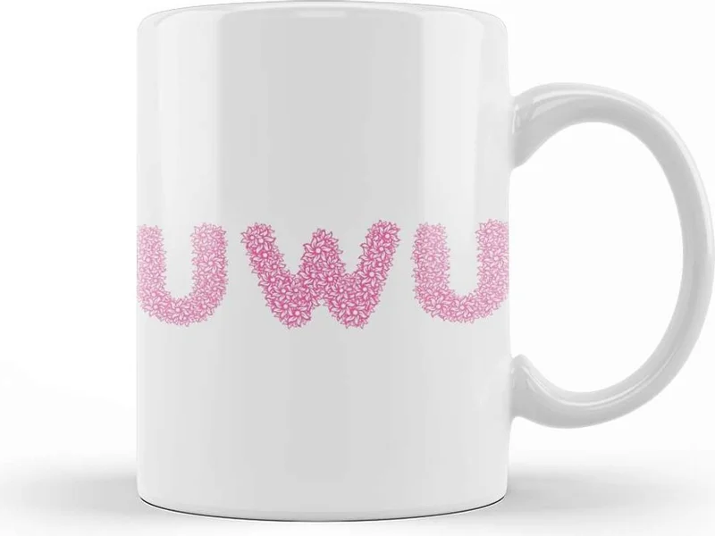 Baskı Dükkanı Print Shop Cute Uwu Emoji Social Media Meme Stans Flower Idol Kpop Mug Porcelain
