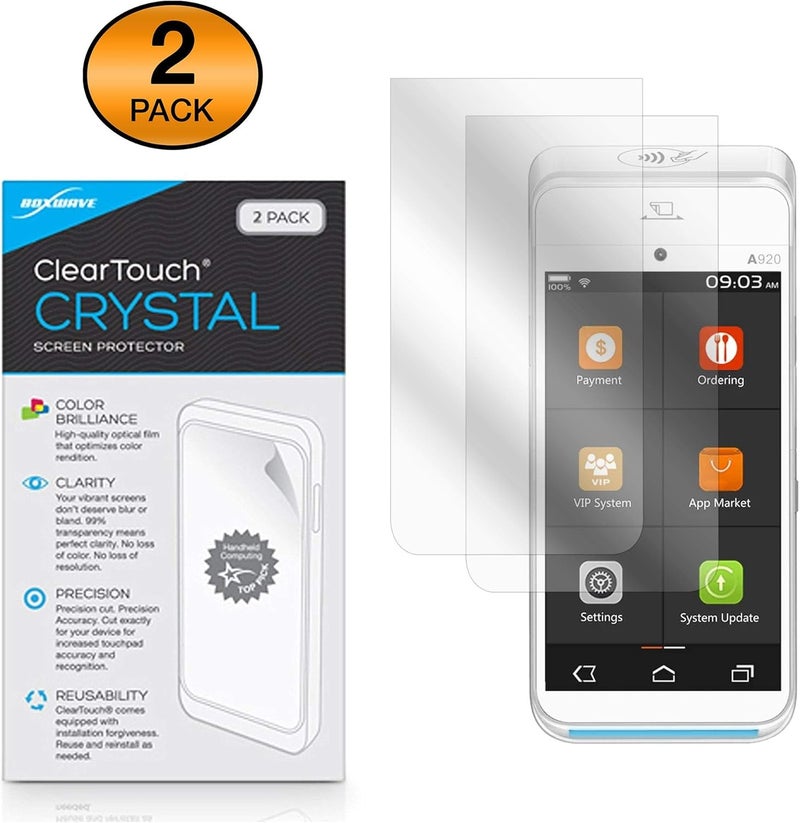 BoxWave Screen Protector Compatible with Pax A920 - ClearTouch Crystal (2-Pack), HD Film Skin - Shields from Scratches - Image 2