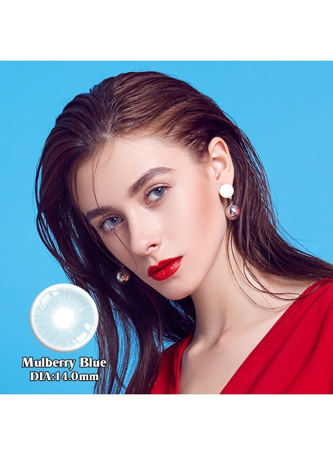 هابييمين عدسات لاصقة تجميلية سنوية للجنسين بلون التوت الأزرق، مجموعة تكبير مع علبة - Image 2