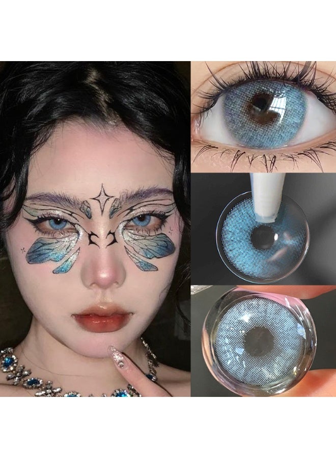 هابييمين عدسات لاصقة تجميلية سنوية للجنسين بلون التوت الأزرق، مجموعة تكبير مع علبة - Image 1