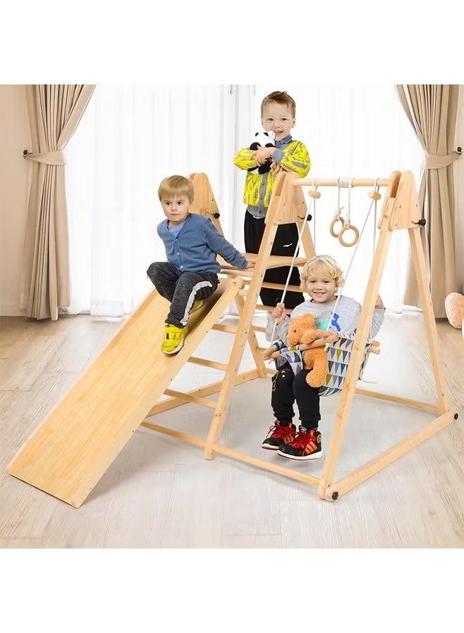 Beauenty Baby Climbing Toys Indoor Playground 7-in-1 Wooden Montessori Jungle Gym Playset Wooden Climbing Set for 3+ Years Old Baby Suitable for Park Indoor Outoor Home - Image 1