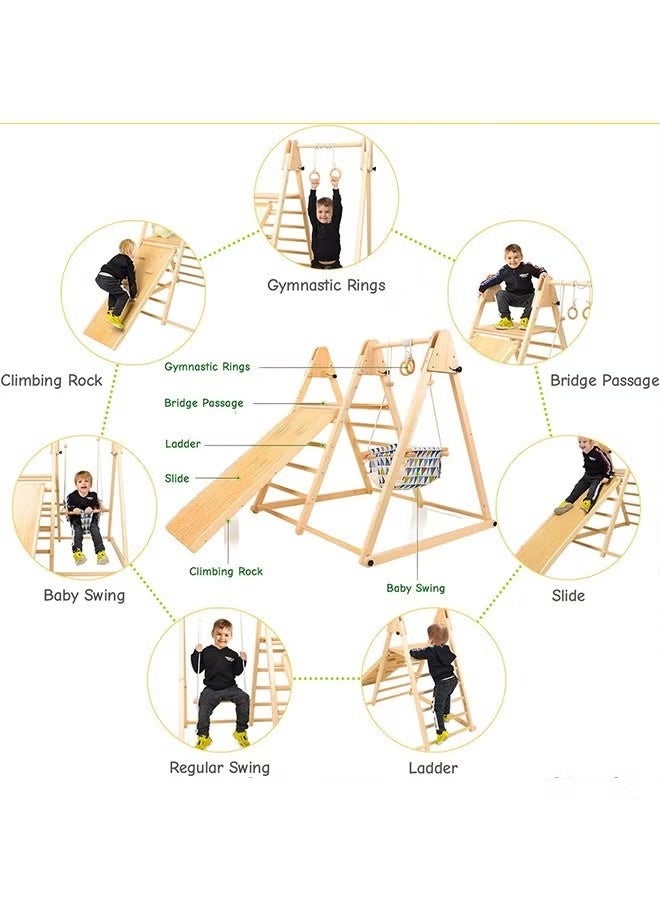 Beauenty Baby Climbing Toys Indoor Playground 7-in-1 Wooden Montessori Jungle Gym Playset Wooden Climbing Set for 3+ Years Old Baby Suitable for Park Indoor Outoor Home - Image 3