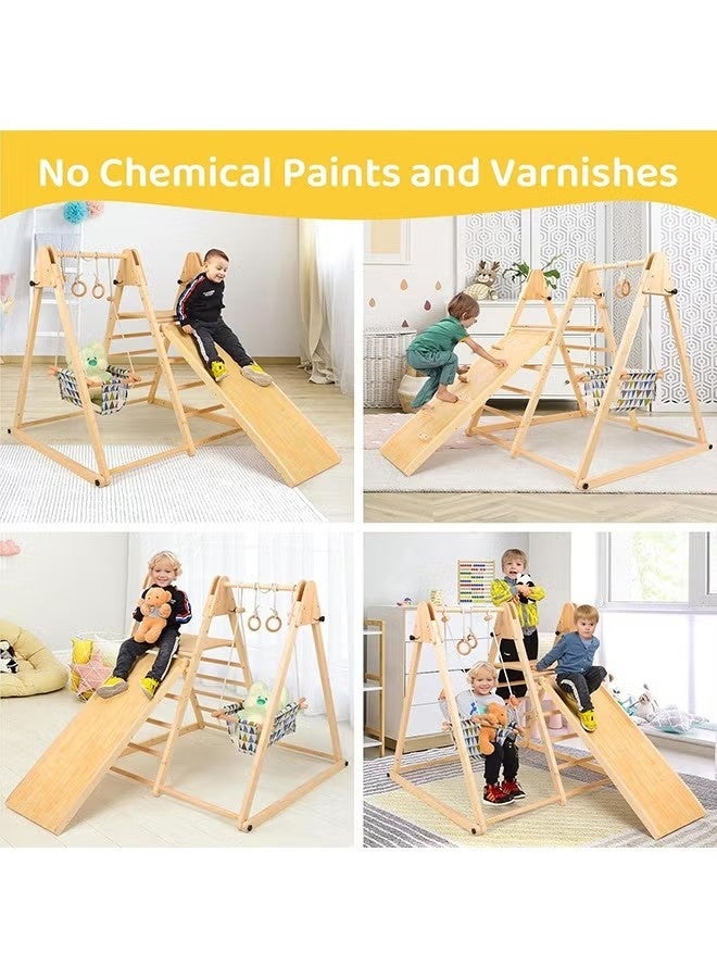 Beauenty Baby Climbing Toys Indoor Playground 7-in-1 Wooden Montessori Jungle Gym Playset Wooden Climbing Set for 3+ Years Old Baby Suitable for Park Indoor Outoor Home - Image 4