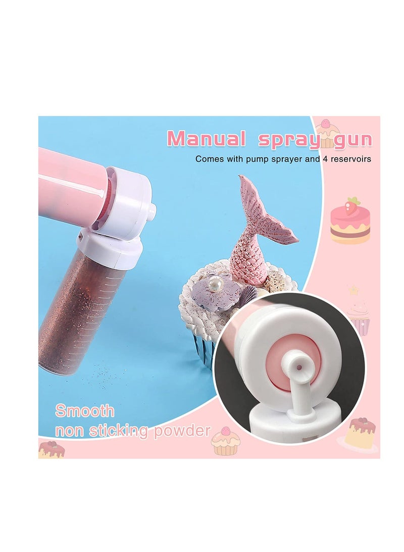 XiuWoo Manual Airbrush for Decorating Cakes, DIY Baking Cake Pump Tools, Cakes Spray Gun Kit Kitchen Cupcakes Cookies and Desserts Decorating, Pink - Image 3