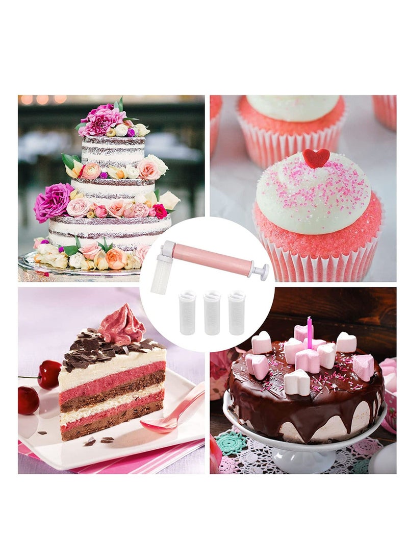XiuWoo Manual Airbrush for Decorating Cakes, DIY Baking Cake Pump Tools, Cakes Spray Gun Kit Kitchen Cupcakes Cookies and Desserts Decorating, Pink - Image 4