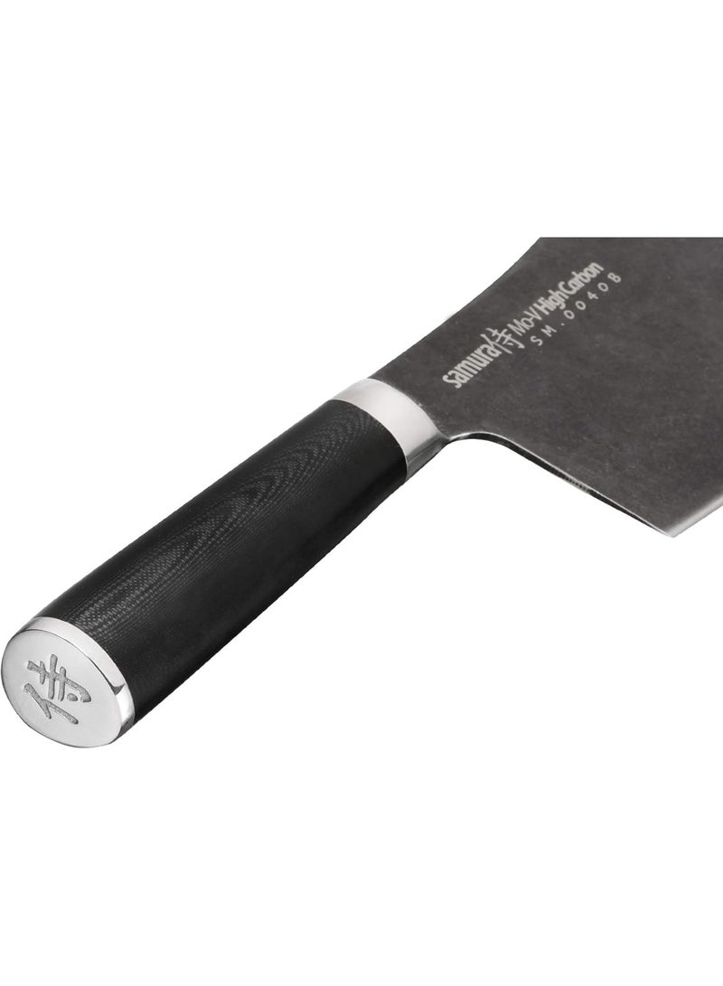 Samura MO‑V Stonewash Meat Cleaver Knife 7"/180 mm | Japanese AUS‑8 Stainless Steel | Stonewashed Non Stick Blade | G‑10 Ergonomic Handle with Steel Bolster | Kitchen Cleaver for Meat & Veg - Image 2