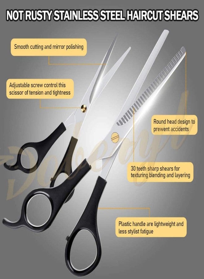 Doberyl ® Hair Cutting Scissors Barber Hairdressing Thinning Scissors with cutting apron/cape Duster brush hair clip Small folding nose scissor Grooming comb Eyebow razor Combo (13) - Image 2