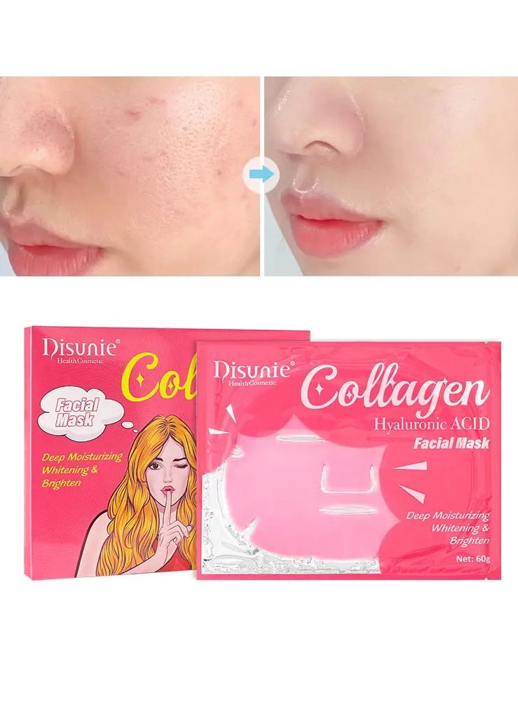 Disunie 5 Pieces Facial Mask Sheet for Skincare Hyaluronic Acid Hydrating and Moisturizing Face Sheet Mask Helps Reduce Fine Lines and Wrinkles Smooths and Repairs Skin Collagen Facial Mask - Image 4