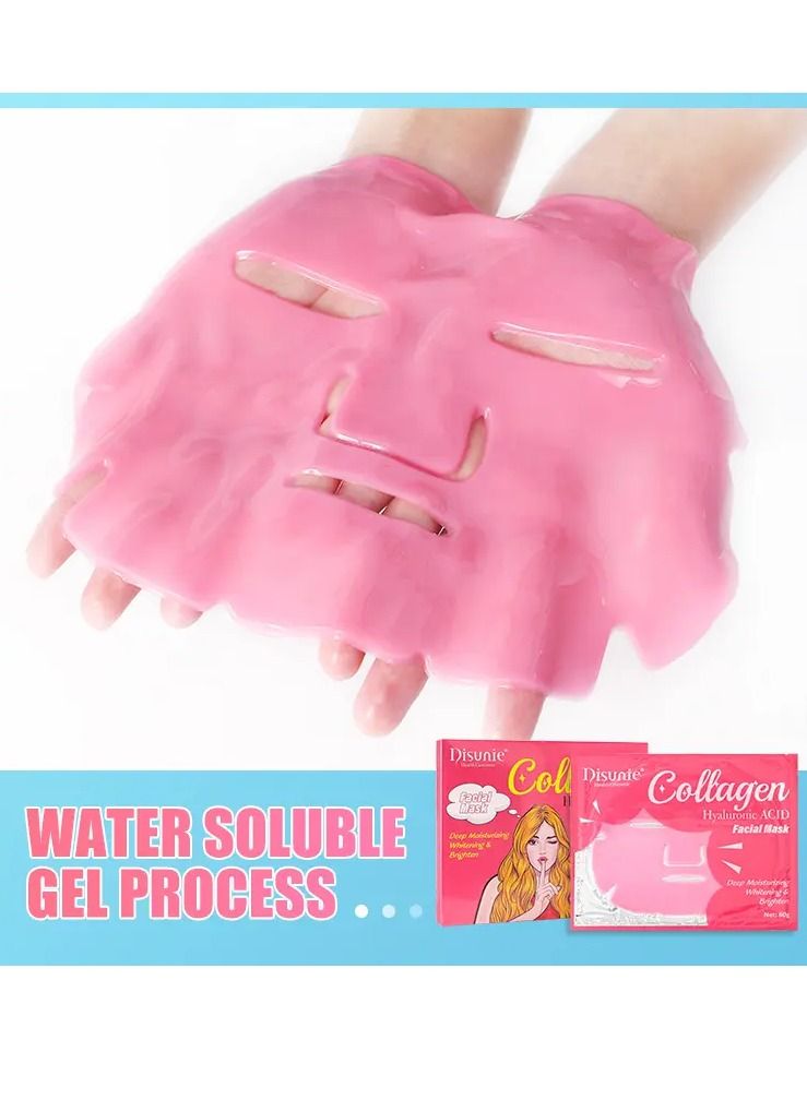 Disunie 5 Pieces Facial Mask Sheet for Skincare Hyaluronic Acid Hydrating and Moisturizing Face Sheet Mask Helps Reduce Fine Lines and Wrinkles Smooths and Repairs Skin Collagen Facial Mask - Image 5