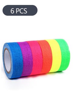 6-Piece Fluorescent UV Gaffers Tape, Neon Adhesive Tape for Party Supplies Floor Markings Decorations (15mm*5M)