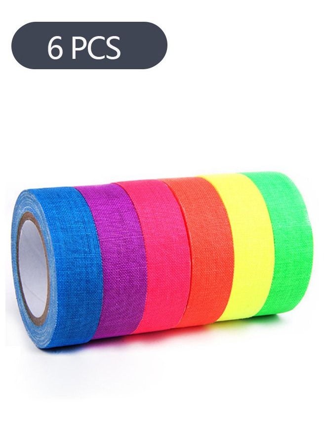 Ant - 6-Piece Fluorescent UV Gaffers Tape, Neon Adhesive Tape for Party Supplies Floor Markings Decorations (15mm*5M) - Image 1