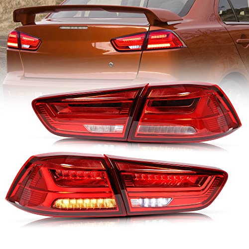 VLAND Led Tail lights Compatible with Lancer Lancer EVO X 20082020Not Fit Sportbacksfortisio wAmber Sequential Turn Signal Full Led Rear Lamp Assembly Clear Lens