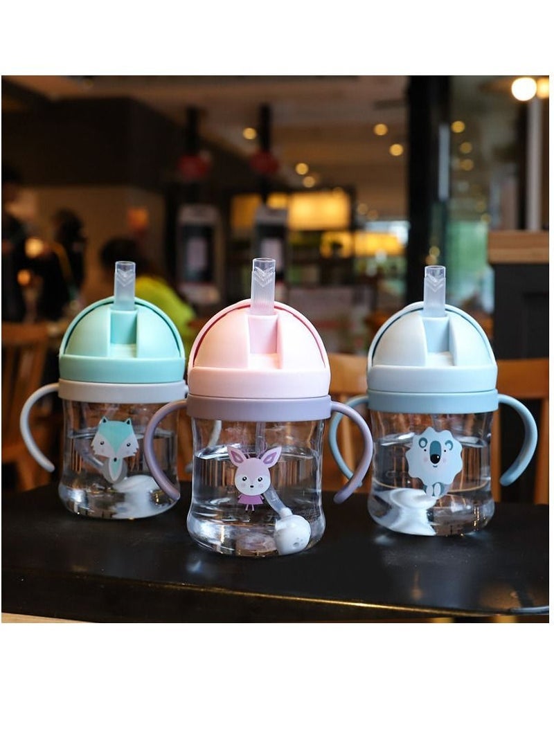 Cup for Baby more than 6 months, Spill-Proof Sippy Cup, Straw for Kids Water Bottle with Soft Silicon Spout Cup 250ml with Handle Pink Bunny - Image 4