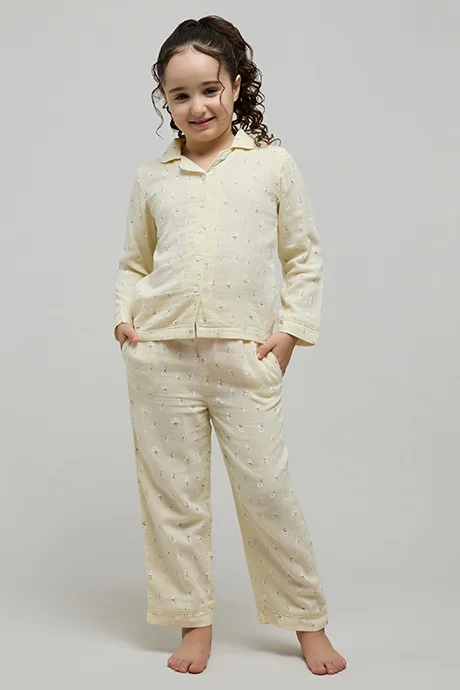 R&B Printed Lapel Collar Pyjama Set